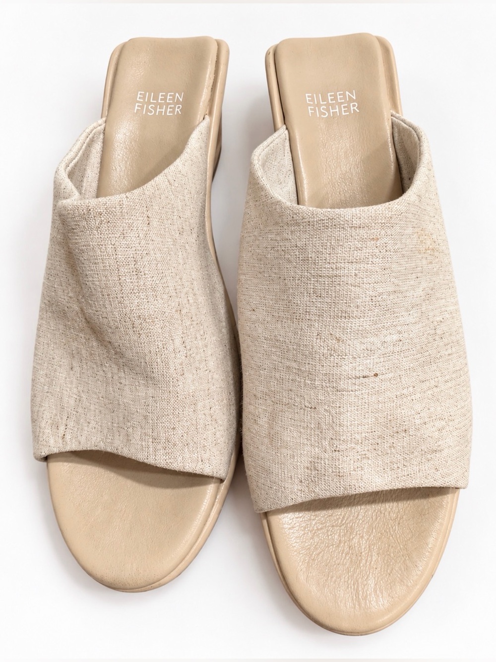 Eileen Fisher Cream Mules slipons with Textured Fabric size 7.5